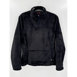 THE NORTH FACE Black Mossbud Teddy Fleece Quarter Zip Pullover Sweater Jacket